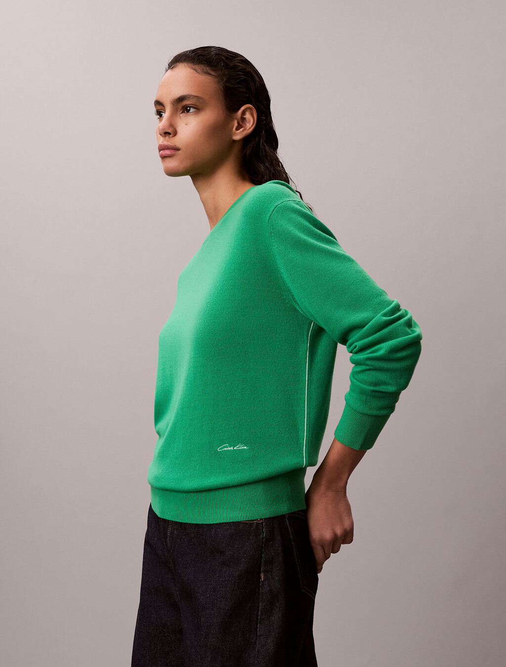 Cashmere Relaxed Jumper, Bright Green, hi-res