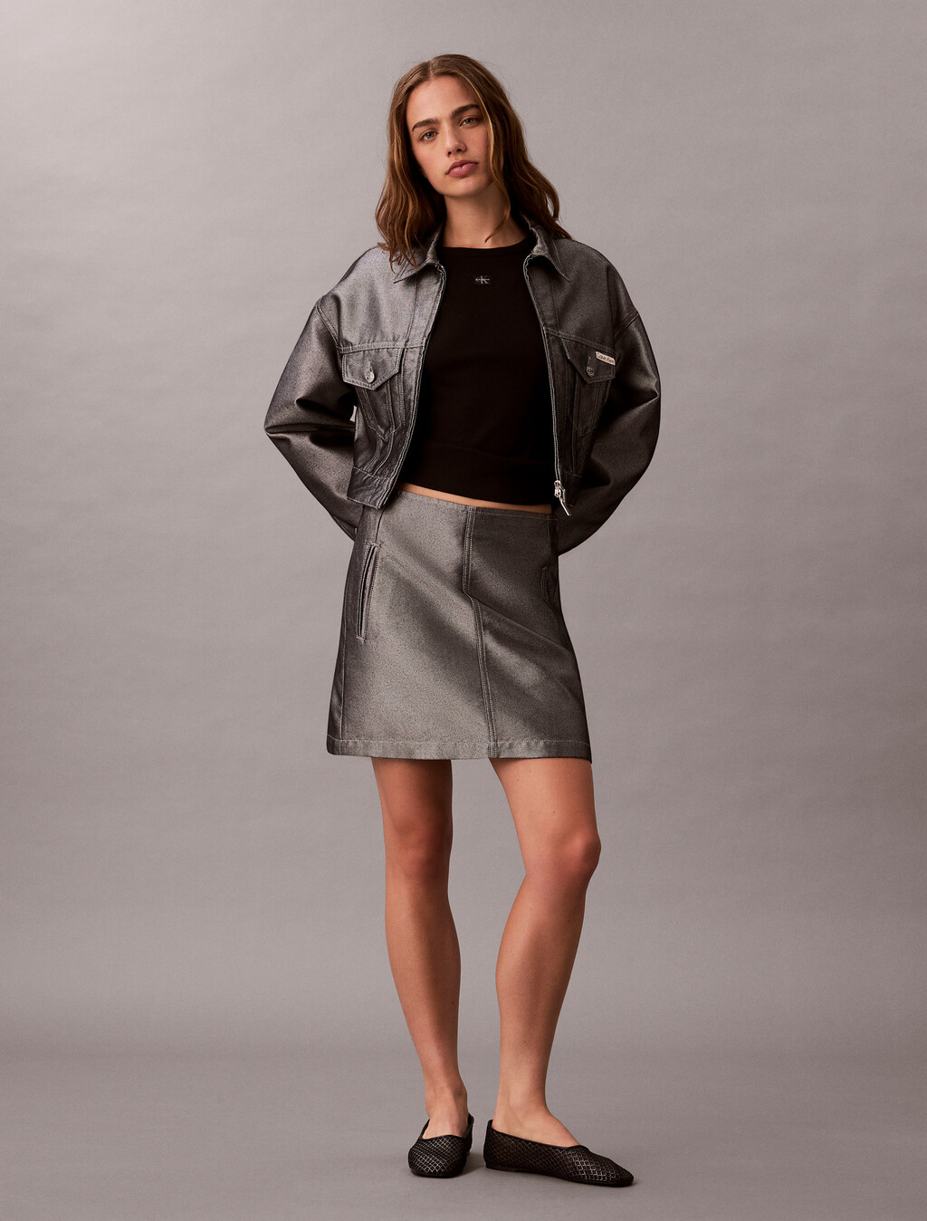 Cotton Stretch Rib Tank Top, Black, hi-res