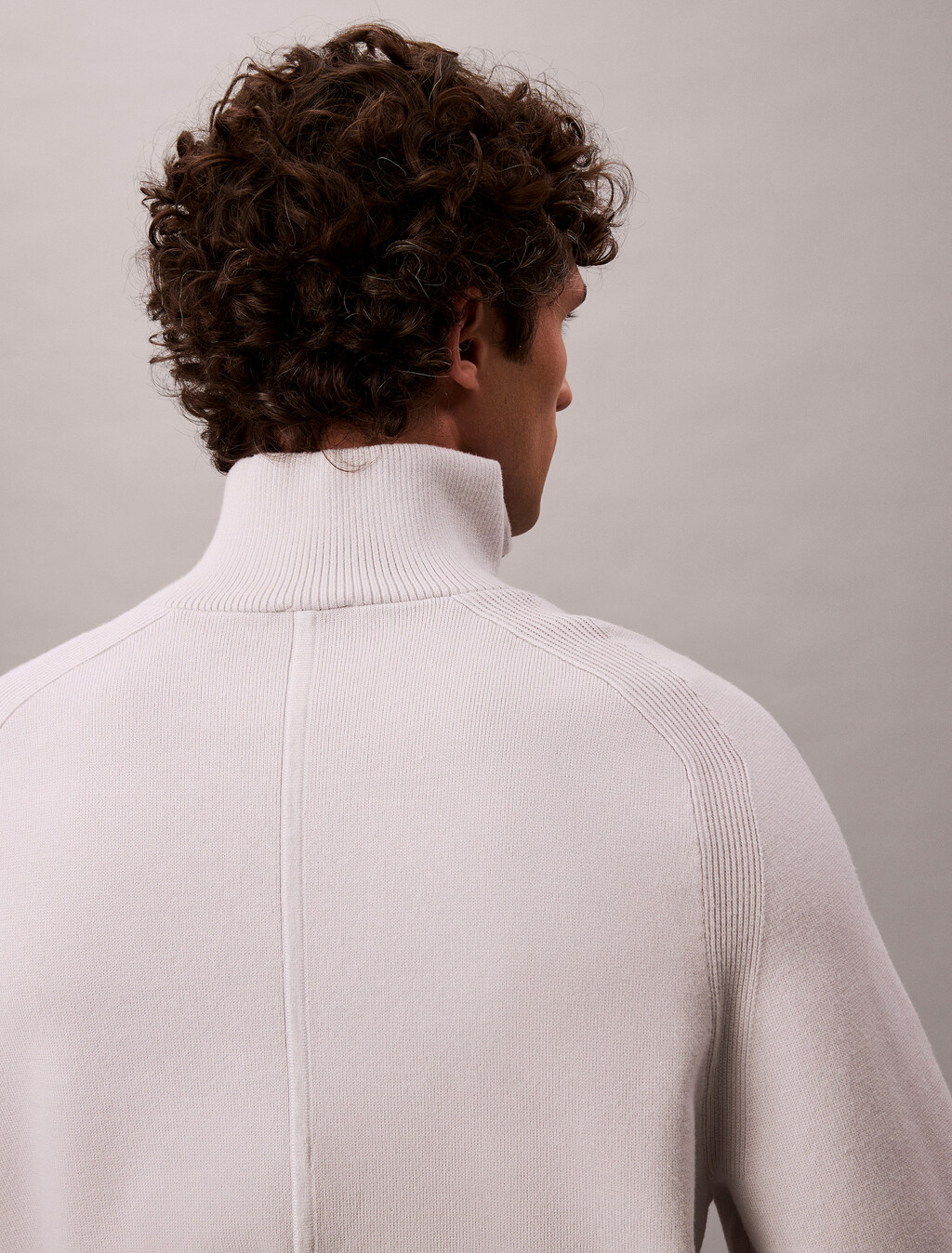 Tech Knit Boxy Mock Neck Jumper, Chalk, hi-res