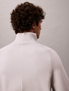 Tech Knit Boxy Mock Neck Jumper, Chalk, hi-res