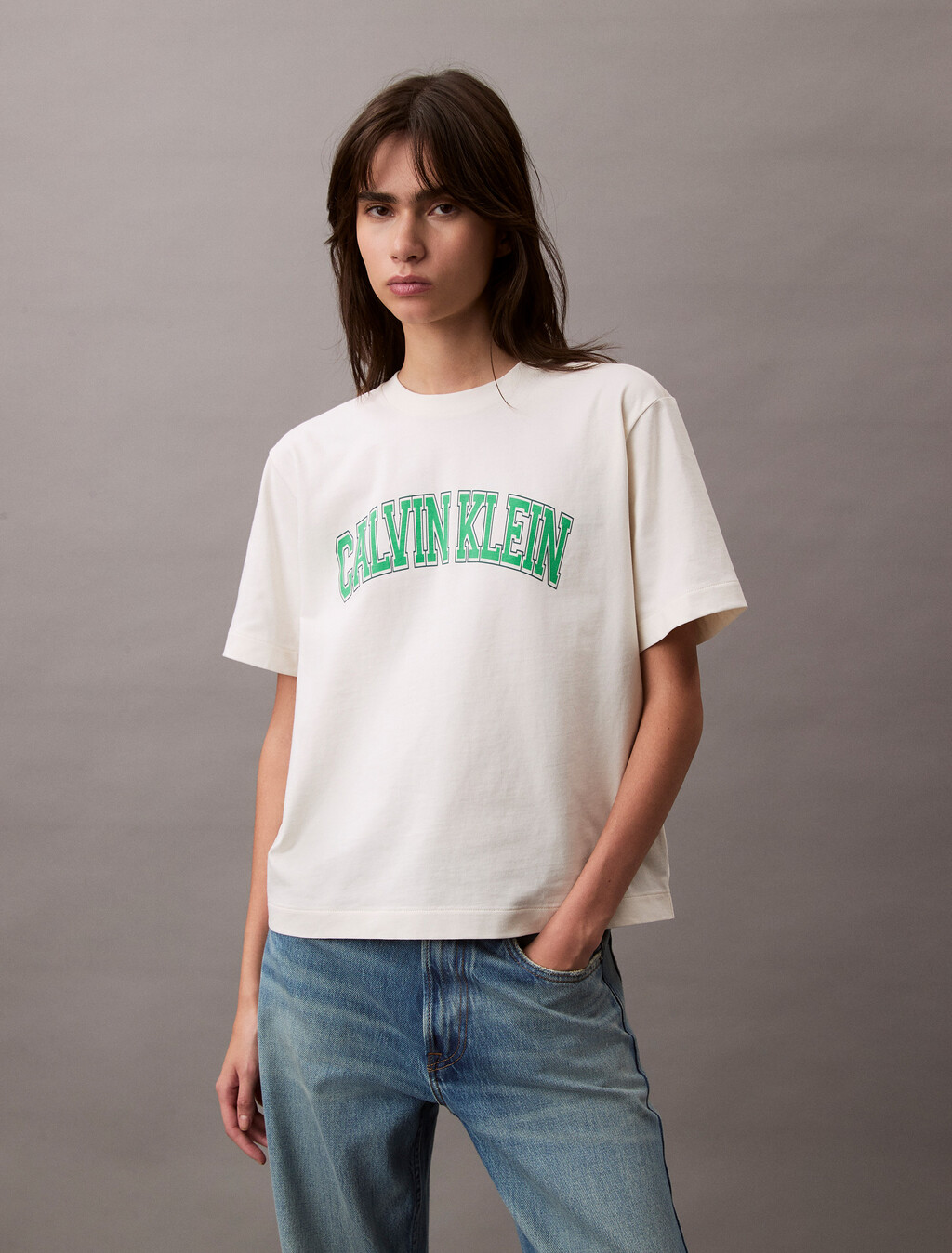 Standard Logo Boxy Varsity Tee, Tofu, hi-res