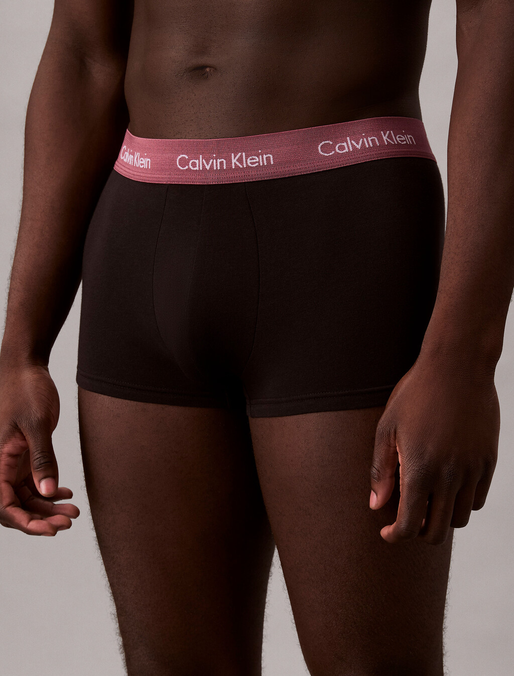 Cotton Stretch Low Rise Trunk 3 Pack, black bodies w/ black/zinc/deep mauve wbs, hi-res