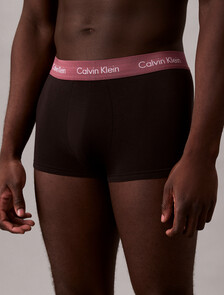 Cotton Stretch Low Rise Trunk 3 Pack, black bodies w/ black/zinc/deep mauve wbs, hi-res