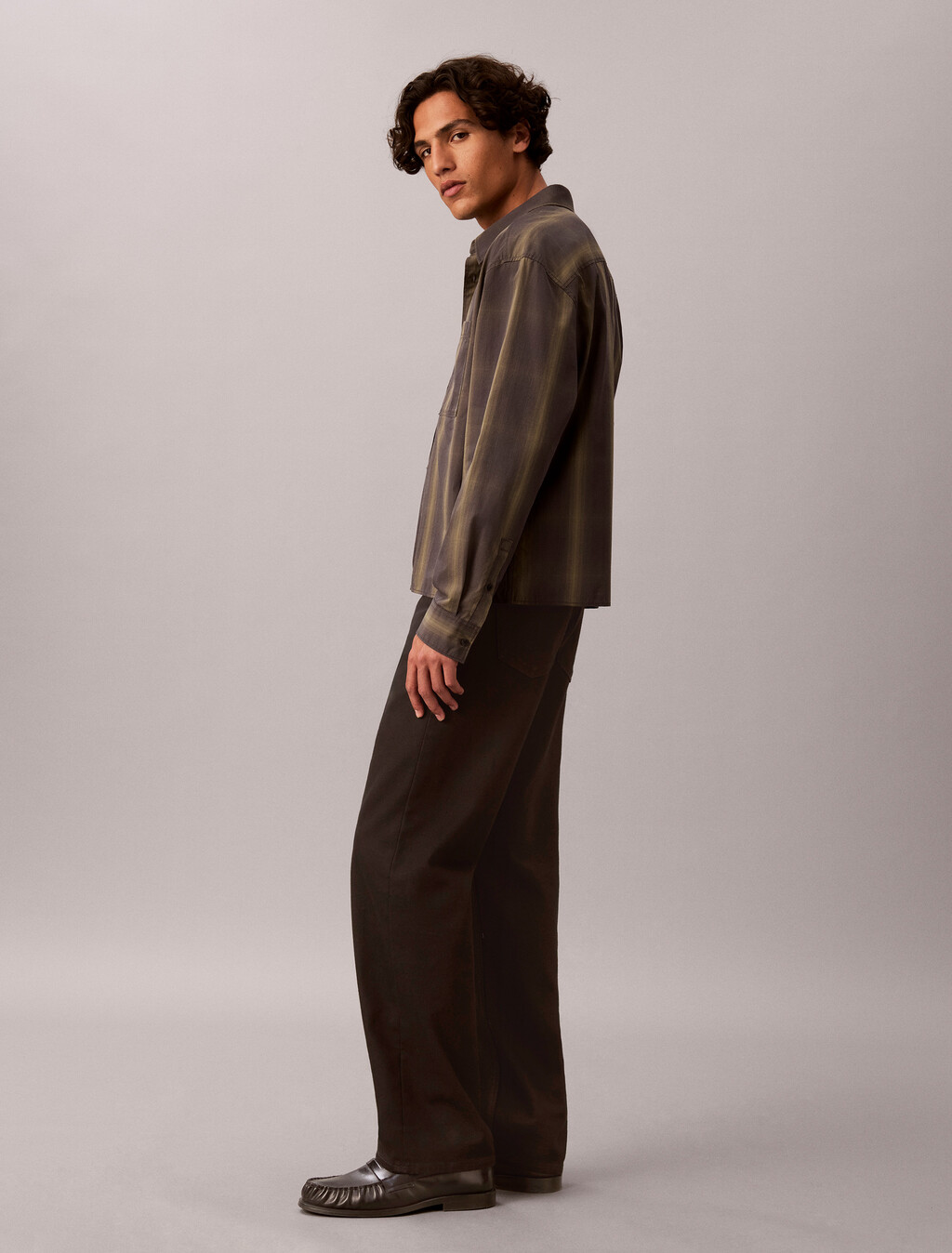90s Check Poplin Relaxed Overshirt, Black Oyster, hi-res
