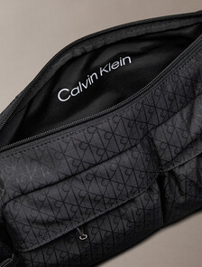 Water-Repellent Ripstop Sling Bum Bag, Black, hi-res