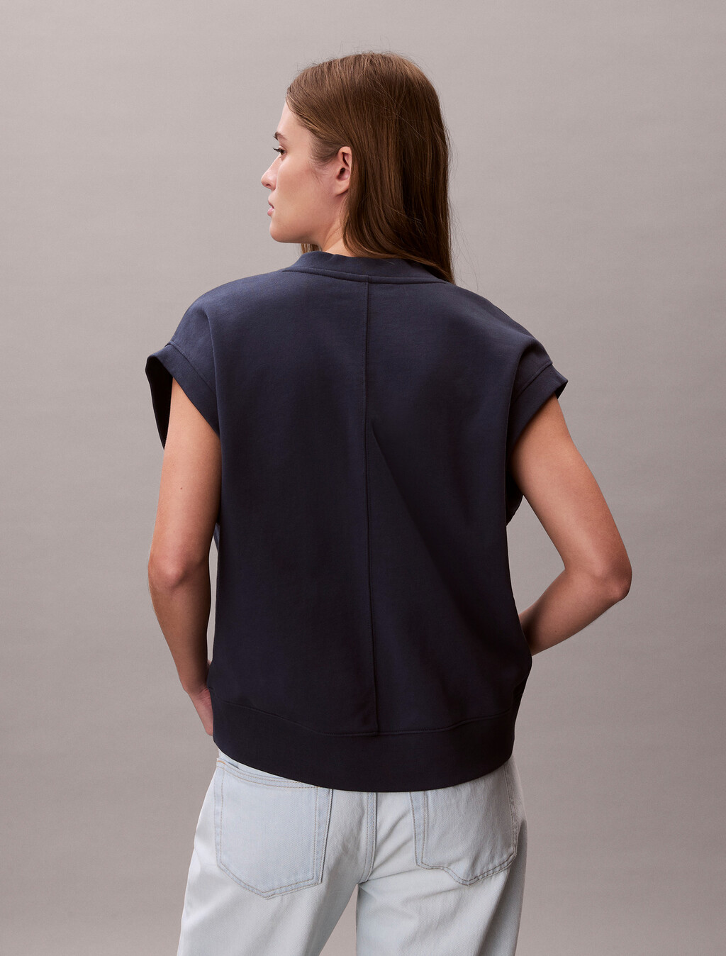 Monogram V Neck Cotton Terry Vest, Blue Nights, hi-res