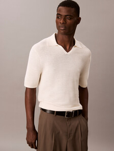 Tech Knit Johnny Collar Polo Shirt, Tofu, hi-res