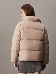 Cropped Stand Collar Puffer Jacket, Goat, hi-res