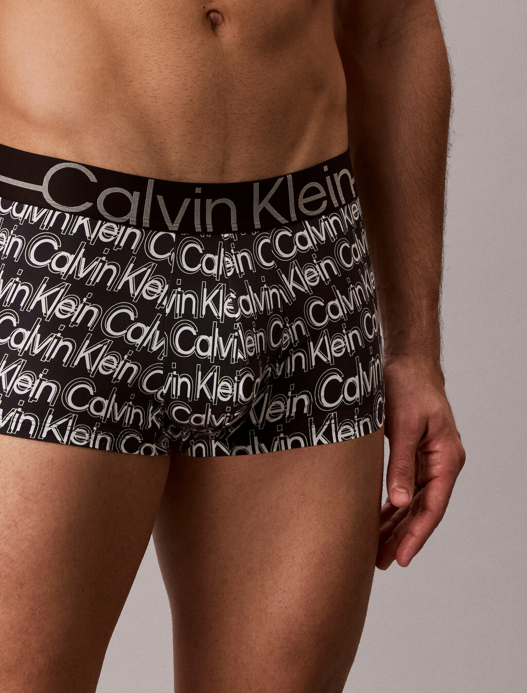 Icon Microfiber Stretch Metallic Low Rise Trunk, ECHO LOGO BLACK, hi-res