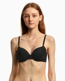 SHEER MARQUISETTE LIGHT LINED DEMI BRA, Black, hi-res