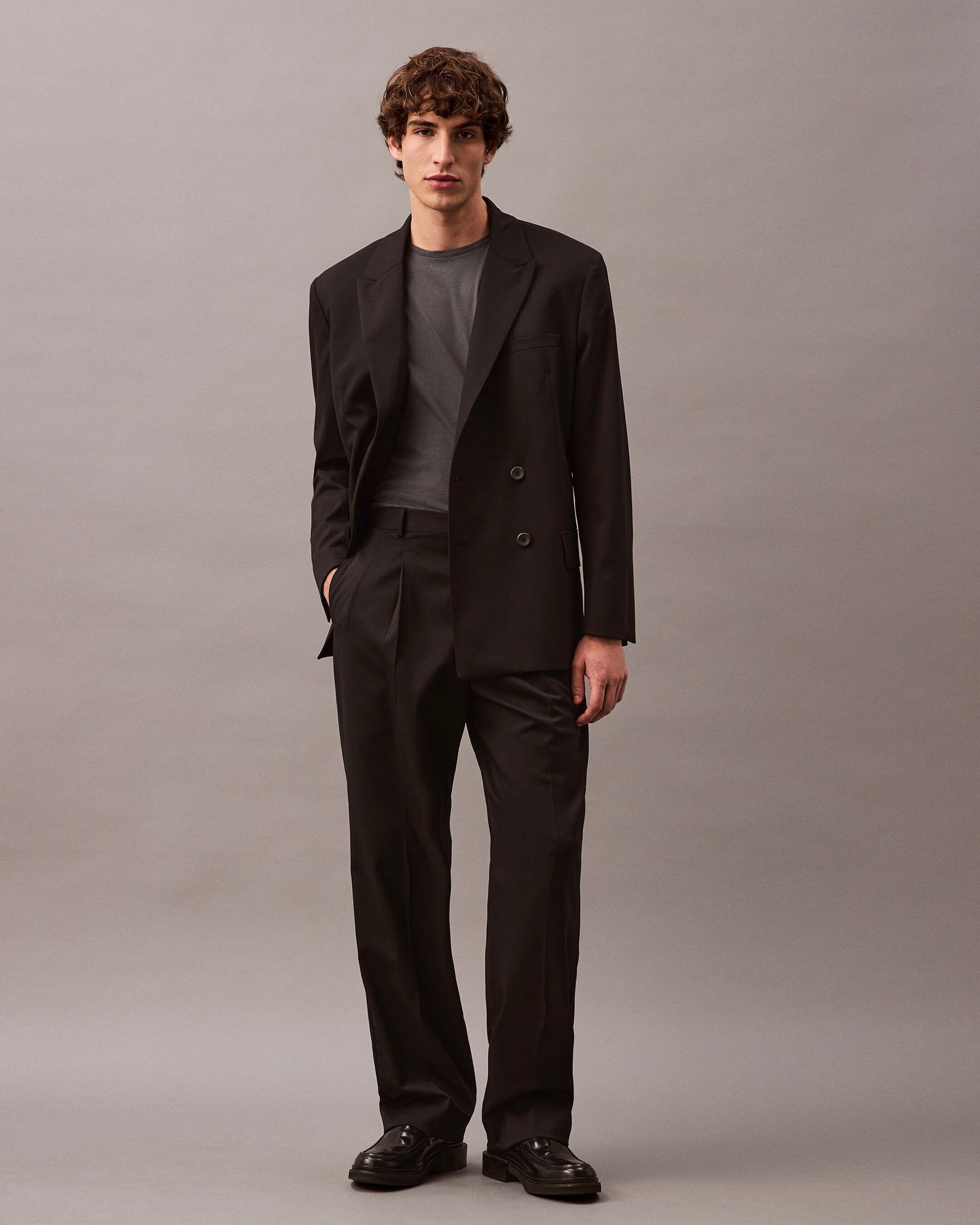 Wool Double Breasted Blazer black Calvin Klein Malaysia