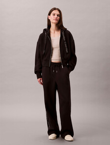 Logo Tape Zip Hoodie, Black, hi-res