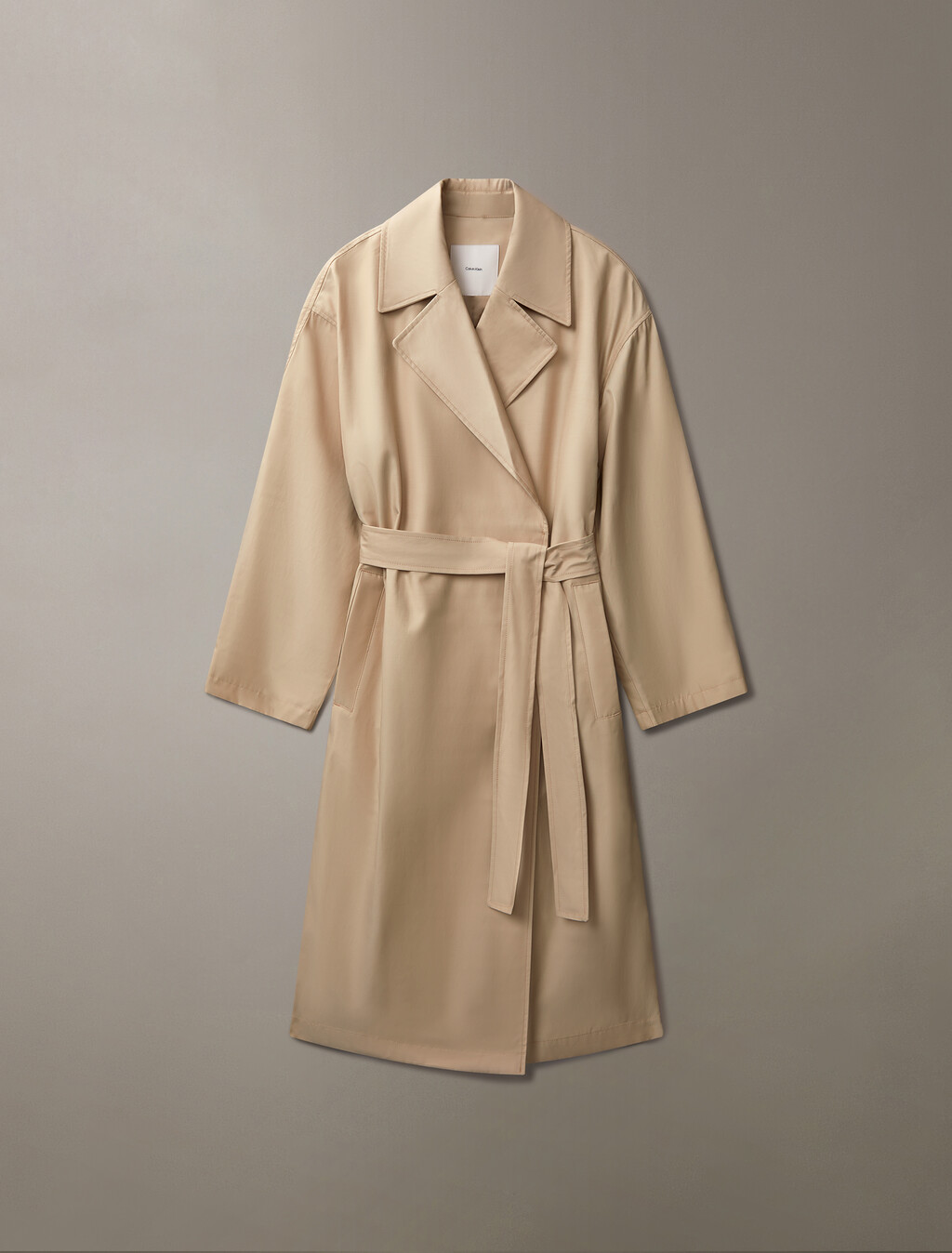Organic Cotton Blend Trench Coat, White Pepper, hi-res