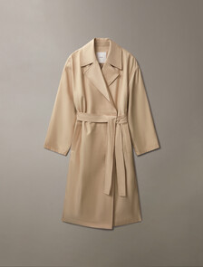 Organic Cotton Blend Trench Coat, White Pepper, hi-res