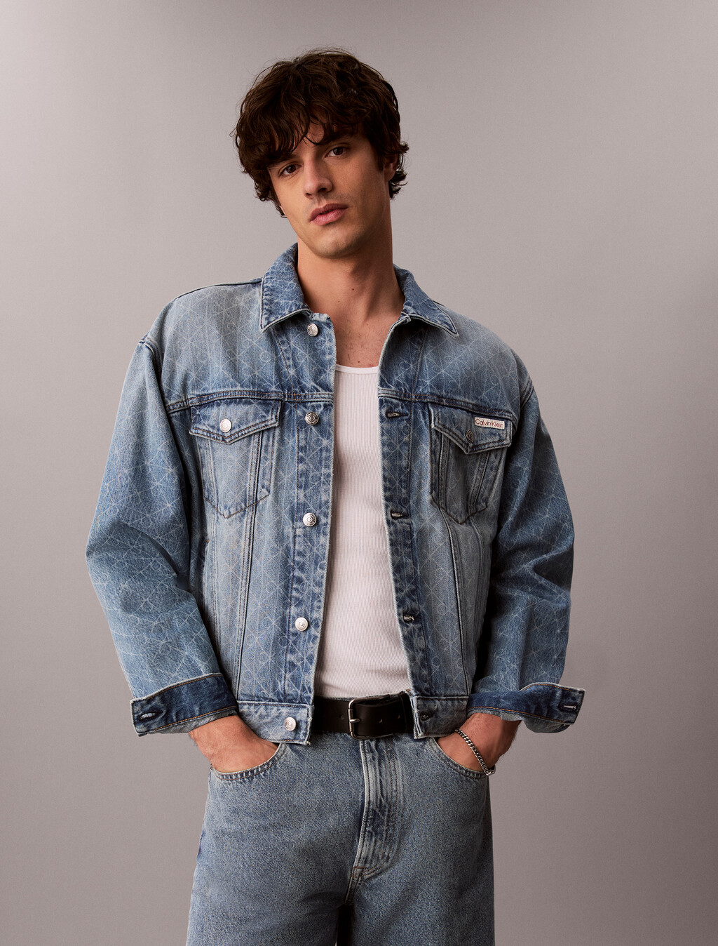90s Denim Logo Trucker Jacket, BOULEVARD BLUES, hi-res