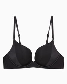 CK Black Structure Push Up Plunge Bra, Black, hi-res