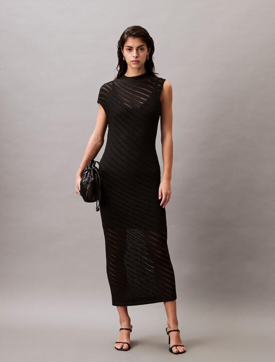 Asymmetric Mock Neck Dress