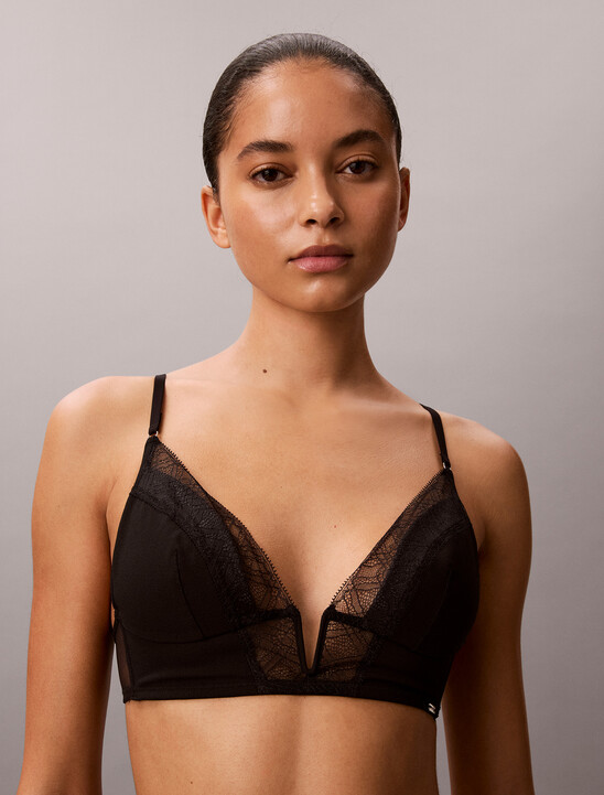 CK Black Geo Lace Lightly Lined Triangle Bra