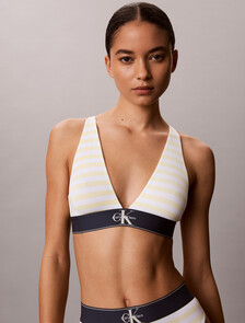 Triangle Bralette - Graphic Monogram Microfibre Stretch, CENT STRIPE ANISE FLOWER, hi-res