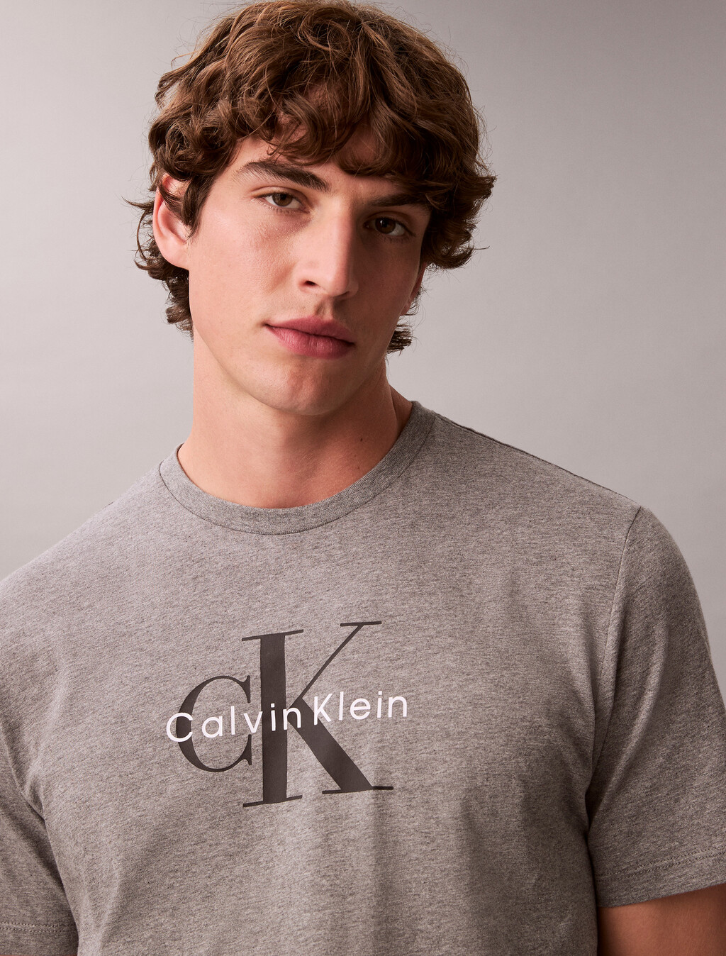 Monogram Crewneck Tee, Med Grey Htr, hi-res
