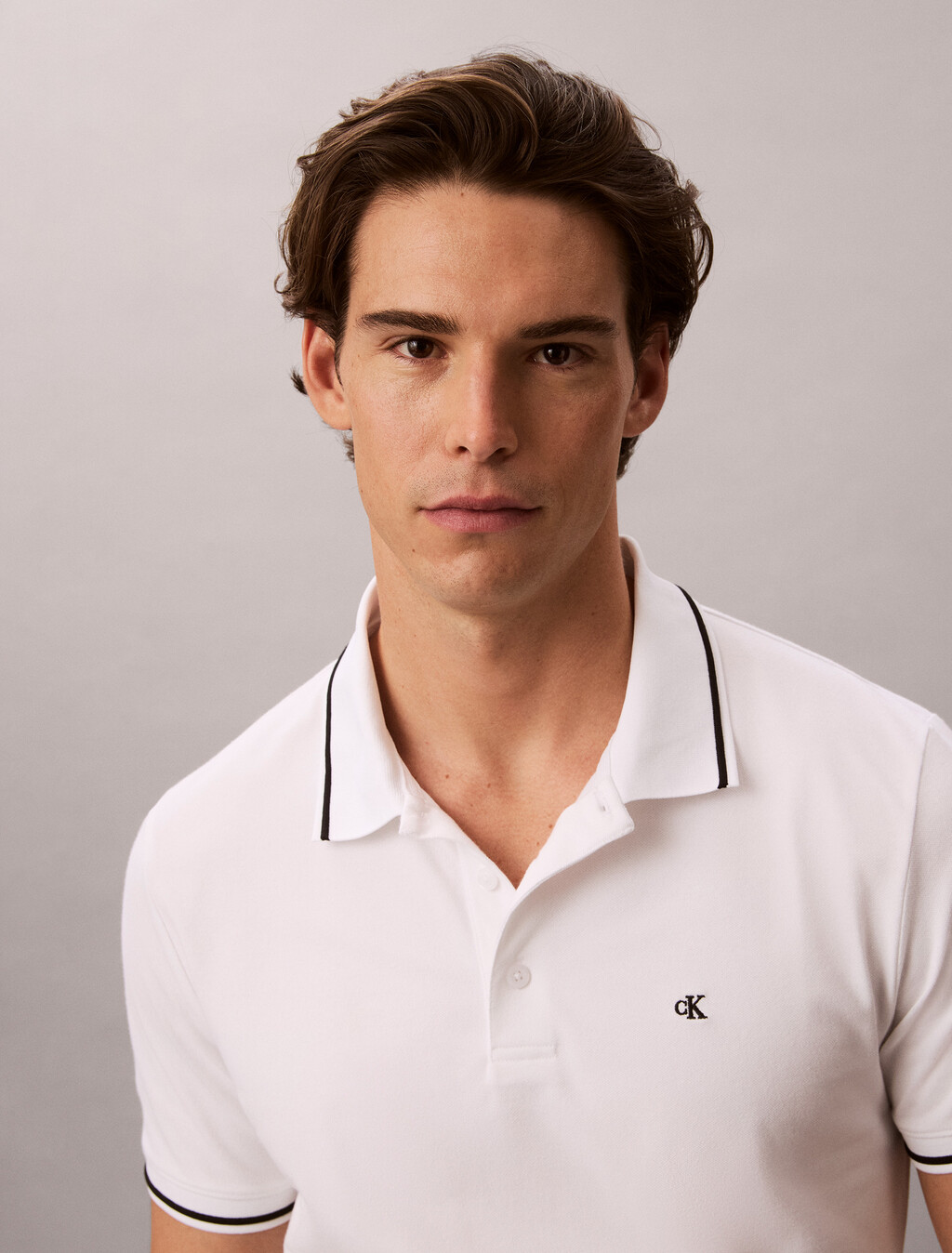 Cooling Tipped Collar Polo, Bright White, hi-res