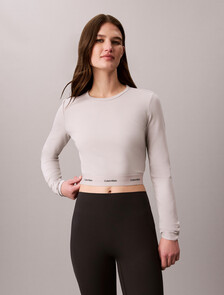 Logo Band Cropped Long Sleeve Top, Ashes Of Roses, hi-res