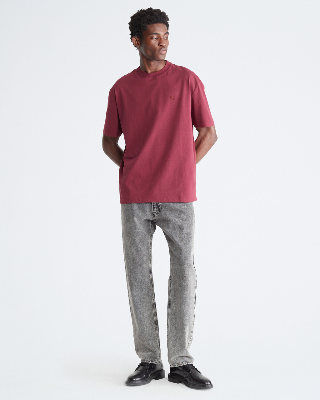 Calvin Logo Crew Neck Tee, Tawny Port, hi-res