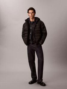 Lightweight Nylon Down Puffer Jacket, Black, hi-res