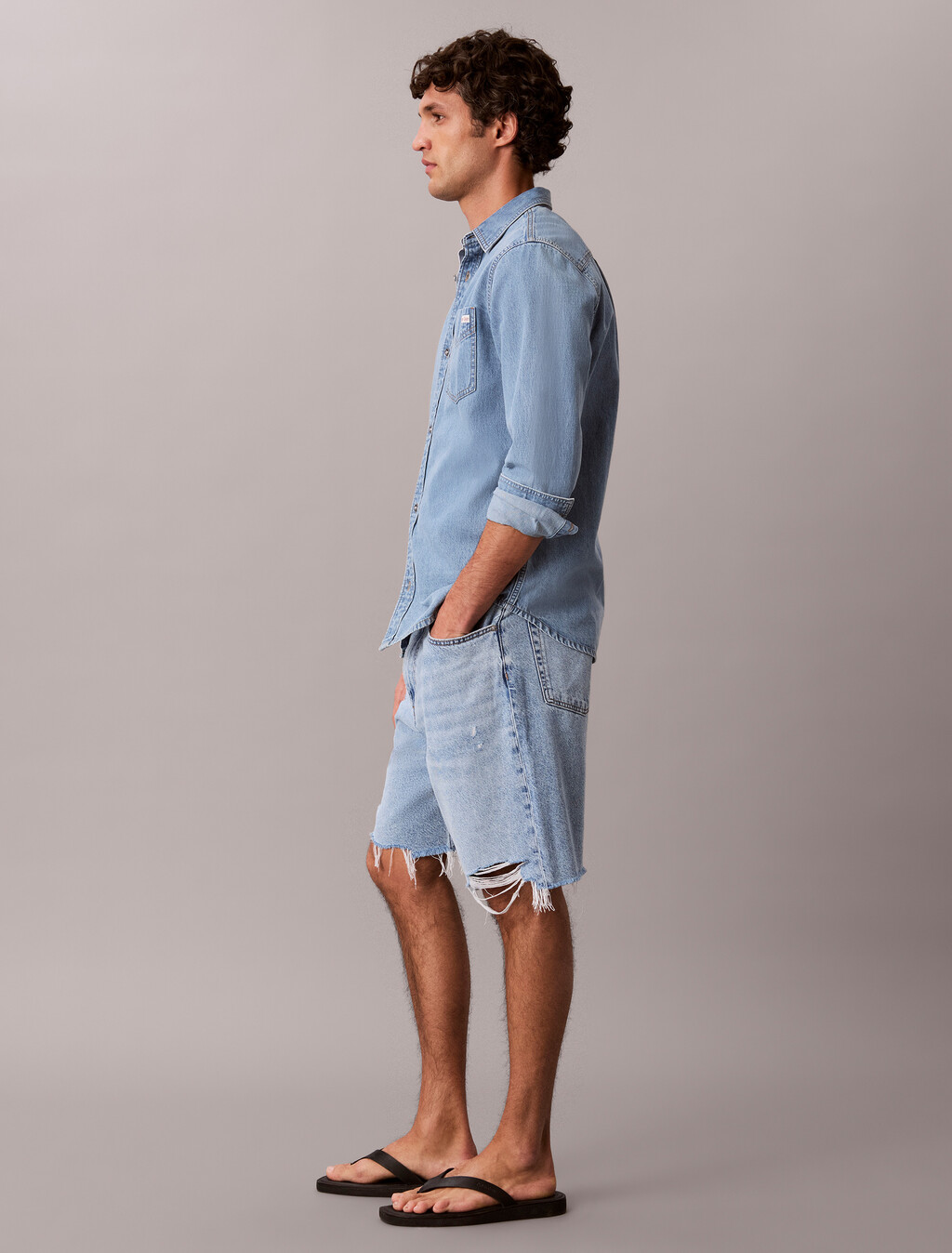 Lightweight Eco Cool Denim Shorts, FADED GOLD, hi-res