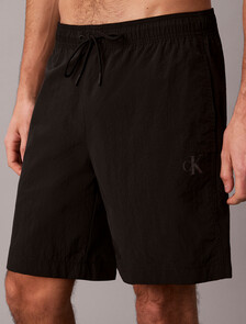 Graphic Pull On Nylon Shorts, Black, hi-res