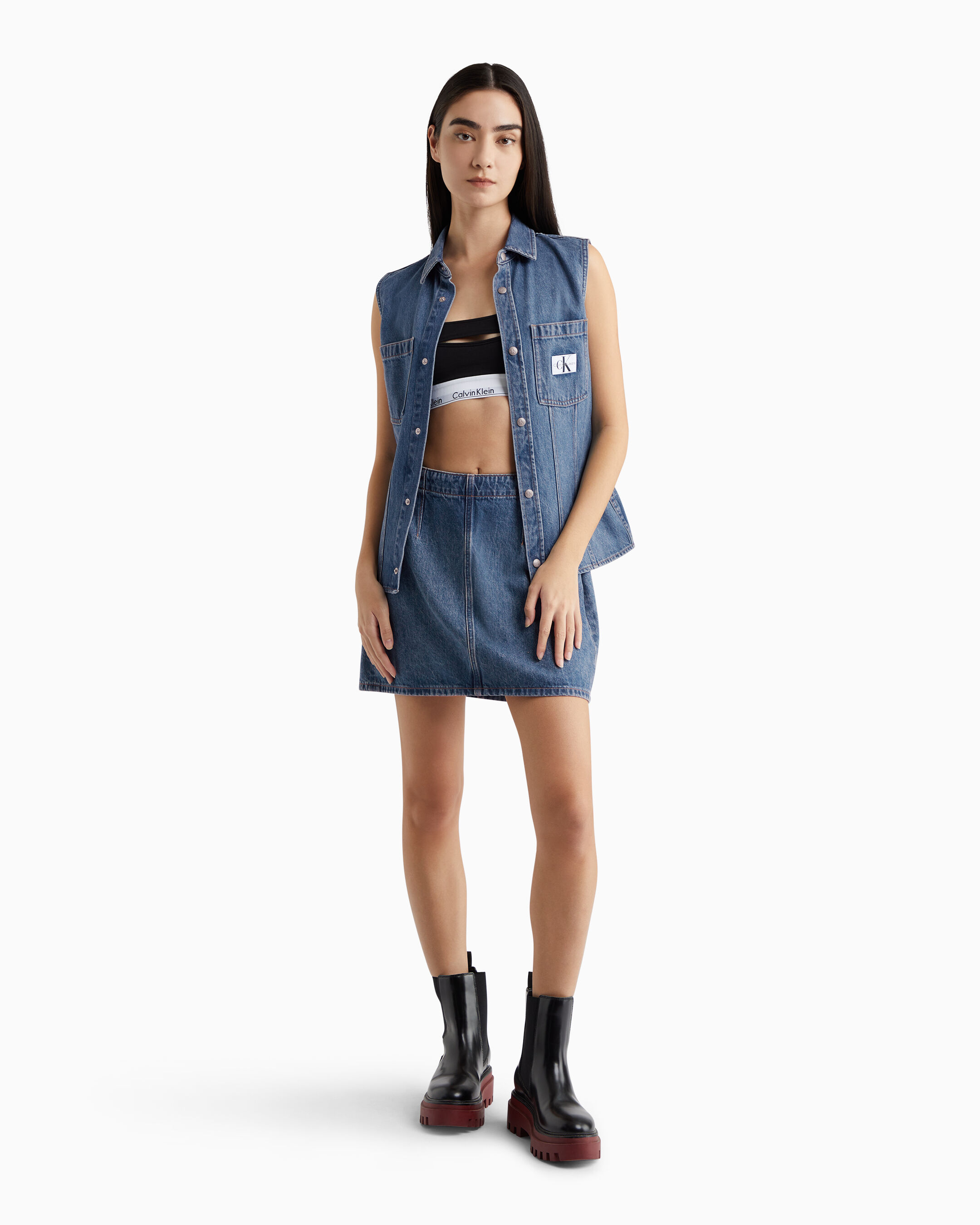 Calvin klein 2025 red denim skirt