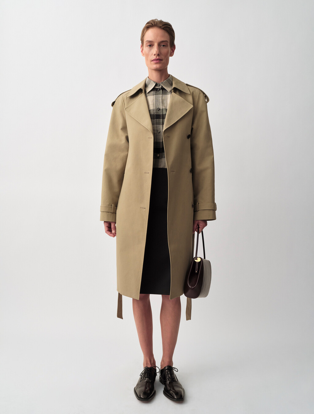 Scarlett Plaid Button-Down Shirt, Black, hi-res