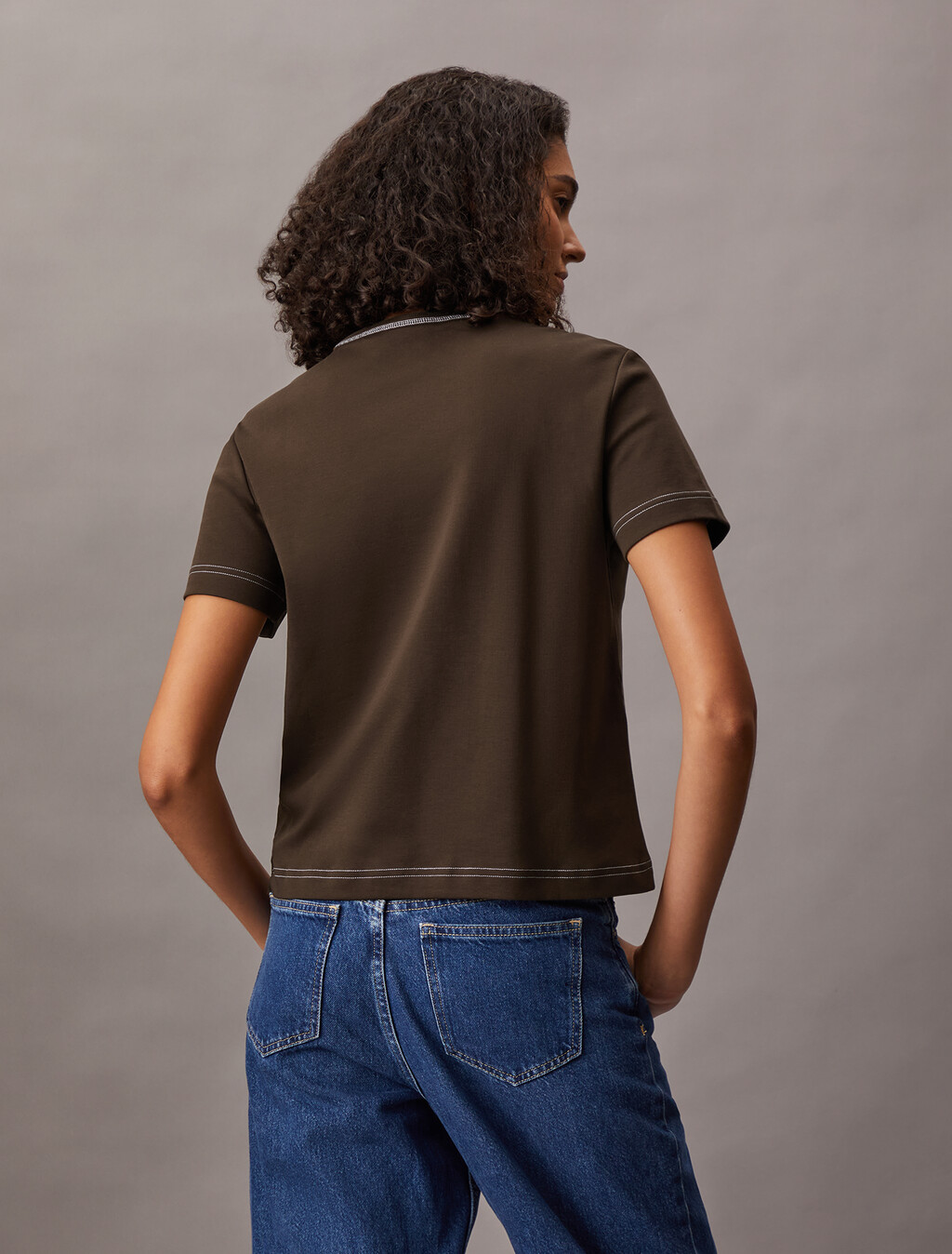 Embroidered Logo Graphic Slim T-Shirt, Brown Cork, hi-res