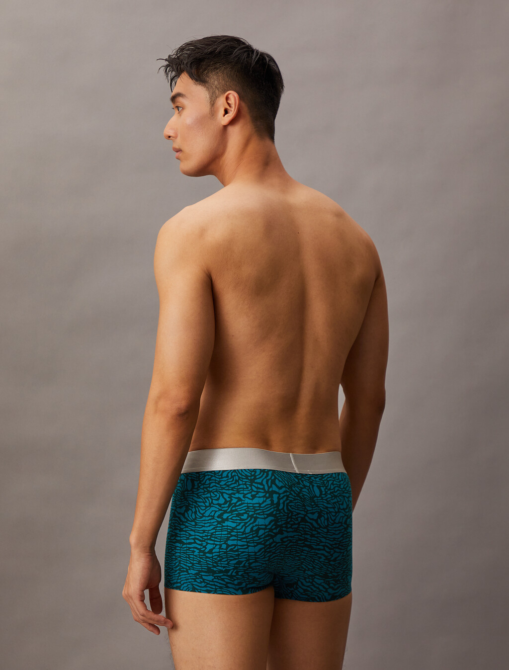 Brushed Microfiber Stretch Low Rise Trunk, 19631 SPLICED ANIMAL PRINT+PONDEROSA PINE, hi-res