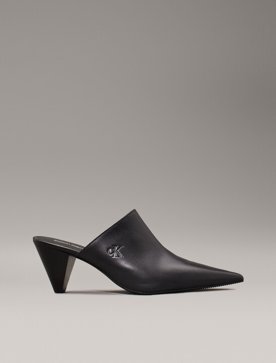 Leather Cone Heel Mules