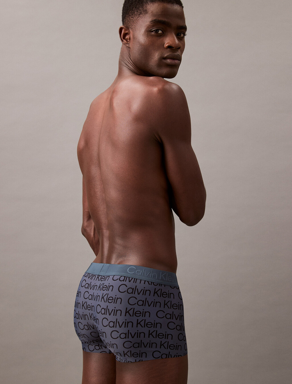 CK Black Print Low Rise Trunk, MESH LOGO_INK, hi-res