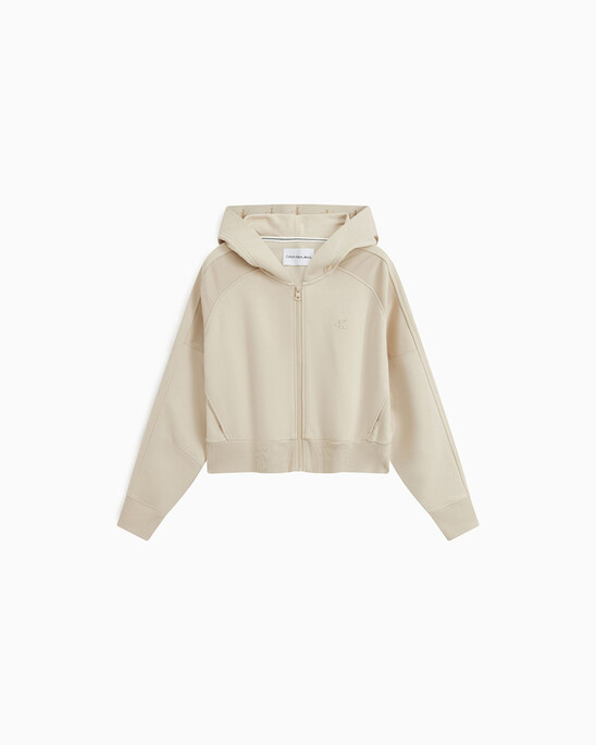 INFINITE COOL MONOGRAM CROPPED ZIP UP HOODIE