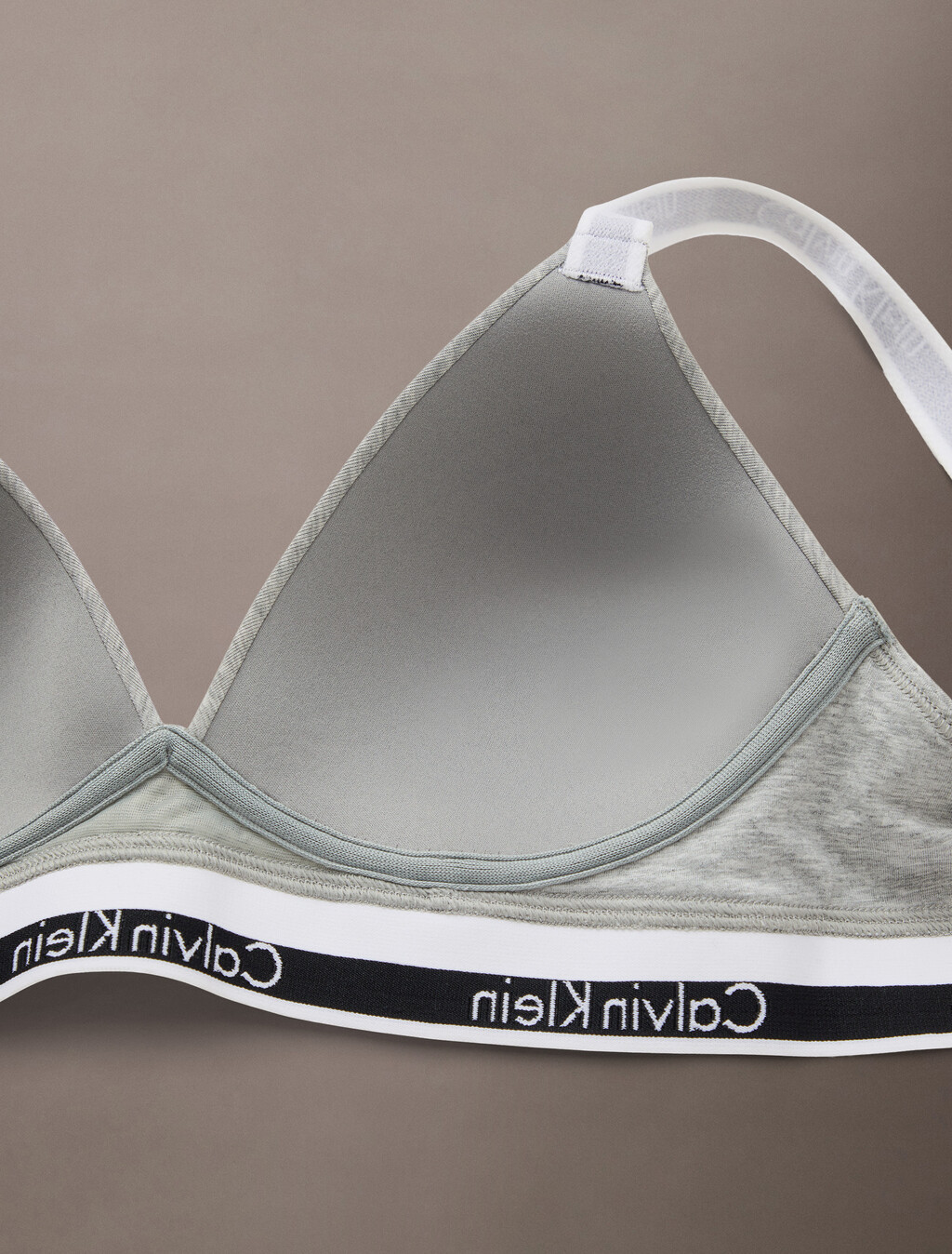 Icon Cotton Lightly Lined Plunge Bra, B10 Grey Heather, hi-res