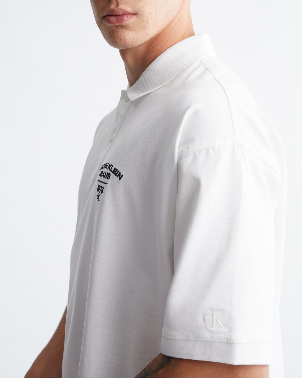 Varsity Curved Logo Polo, Bright White, hi-res