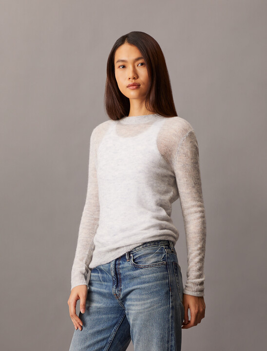 Sheer Alpaca Fine Gauge Crewneck Sweater