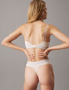 Tonal Logo Cotton Lightly Lined Triangle Bra, Sandshell, hi-res