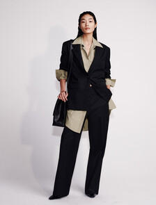 Wool Blend Tailored Pants, Black, hi-res