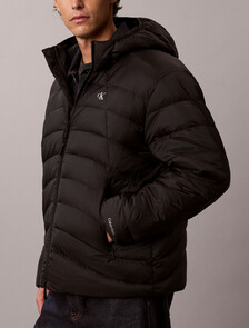 Lightweight Nylon Down Puffer Jacket, Black, hi-res