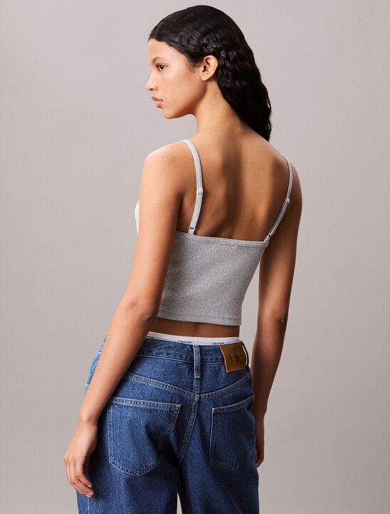 Woven CK Monogram Label Rib Knit Camisole