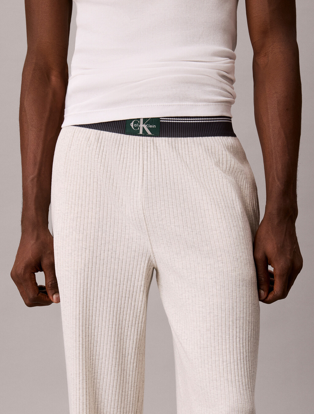 Archive Logo Ribbed Pyjama Pants, B02b Light Grey Heather, hi-res