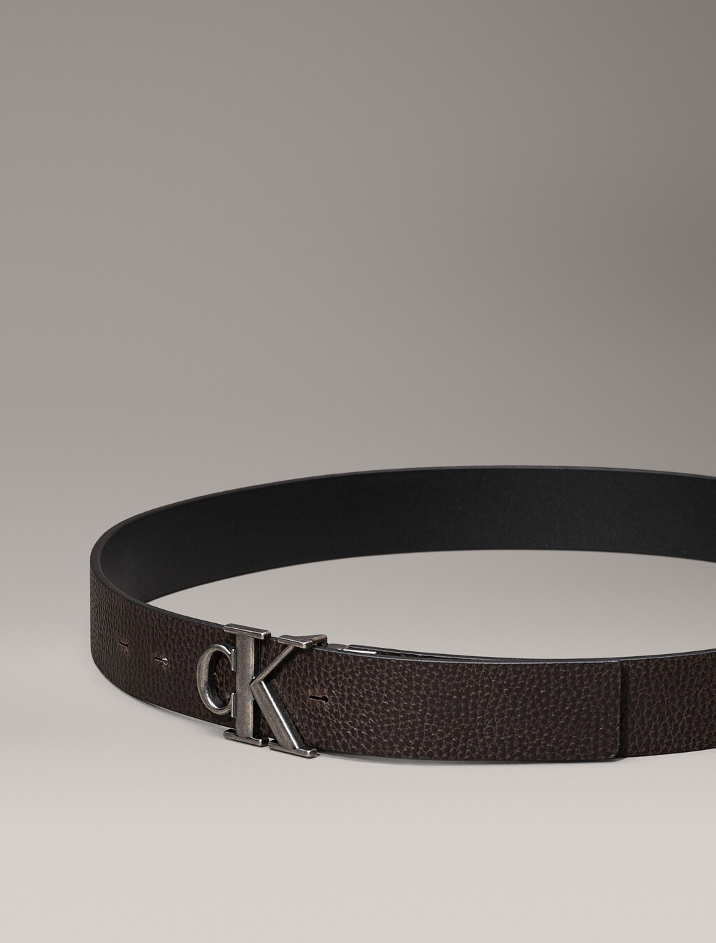 Leather Reversible Logo Belt, Black/Bitter Brown/Antique Silver, hi-res