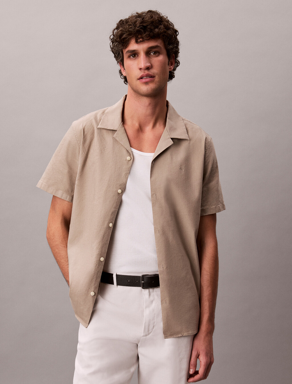 Linen Lyocell Classic Fit Shirt, Roasted Cashew, hi-res
