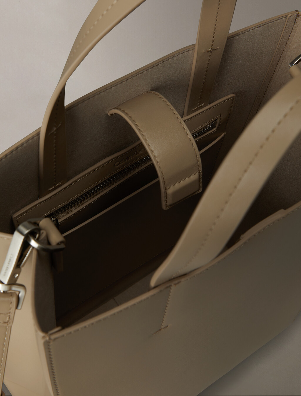 CK Paper Bag Leather Mini Tote, Crockery, hi-res