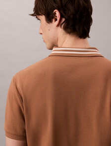 Monogram Logo Pique Tipped Classic Polo Shirt, Tigers Eye, hi-res