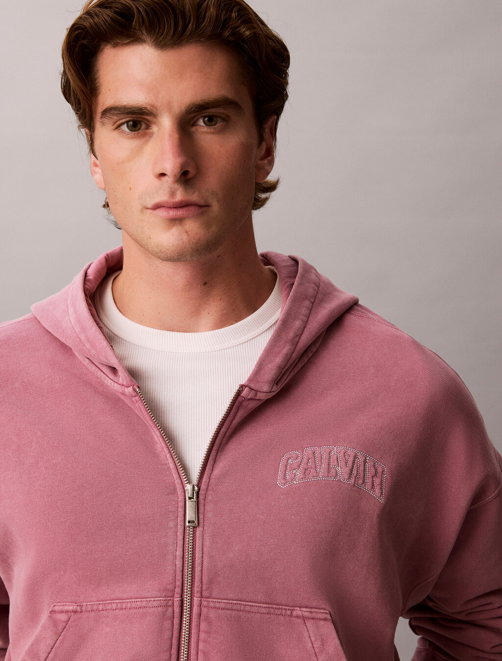 Garment-Dyed Boxy Zip-Up Hoodie, Dusky Orchid, hi-res